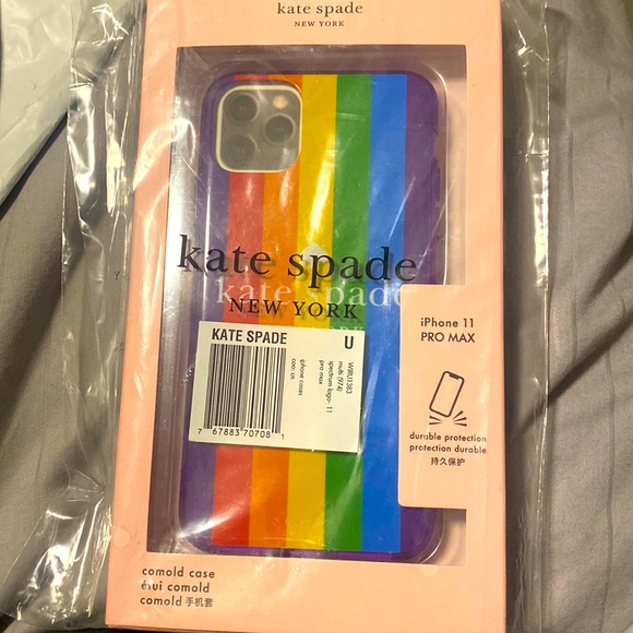 KATE SPADE NEW YORK iPHONE 11-12 PRO MAX RAINBOW LOGO PHONE CASE NEW IN BOX - Picture 2 of 4